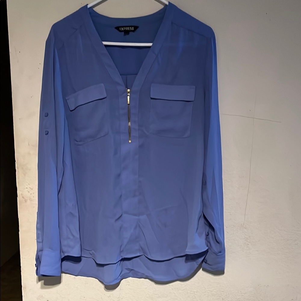 Express V-Neck Blue Top